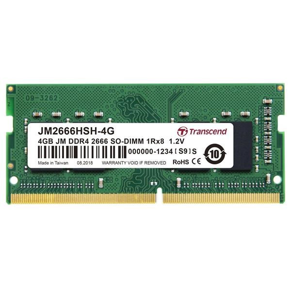 Levně SODIMM DDR4 4GB 2666MHz TRANSCEND 1Rx8 512Mx8 CL19 1.2V
