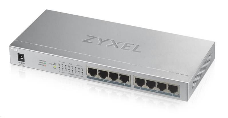 Levně Zyxel GS1008HP 8-port Desktop Gigabit PoE Switch, 8x PoE+ GbE, PoE 60W