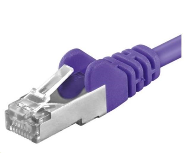 PREMIUMCORD Patch kabel CAT6a S-FTP, RJ45-RJ45, AWG 26/7 0, 25m fialová