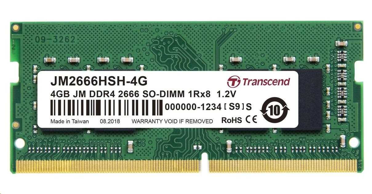Levně TRANSCEND SODIMM DDR4 4GB 2666MHz 1Rx8 512Mx8 CL19 1.2V