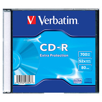 Levně Verbatim CD-R, 43347, DataLife, 1-pack, 700MB, Extra Protection, 52x, 80min., slim box, pro archivaci dat