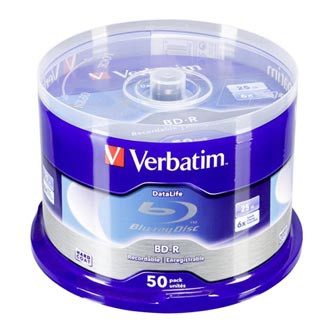 Levně Verbatim BD-R, Single Layer 25GB, Blue Surface, Single Layer, spindle, 43838, 6x, 50-cake, No ID