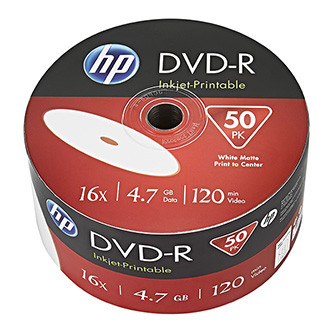 Levně HP DVD-R, Inkjet Printable, DME00070WIP-3, 69302, 4.7GB, 16x, bulk, 50-pack, 12cm, pro archivaci dat
