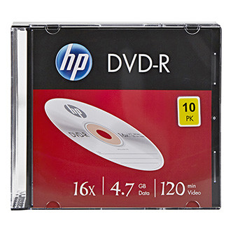 Levně HP DVD-R, DME00085-3, 4.7GB, 16x, slim case, 10-pack, bez možnosti potisku, 12cm, 69314, pro archivaci dat