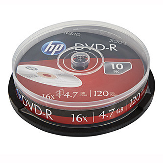 Levně HP DVD+R, DRE00027-3, 4.7GB, 16x, cake box, 10-pack, bez možnosti potisku, 12cm, pro archivaci dat