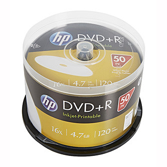 Levně HP DVD+R, Inkjet Printable, DRE00026WIP-3, 4.7GB, 16x, spindle, 50-pack, 12cm, pro archivaci dat