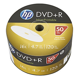Levně HP DVD+R, Inkjet Printable, DRE00070WIP-3, 4.7GB, 16x, bulk, 50-pack, 69304, 12cm, pro archivaci dat