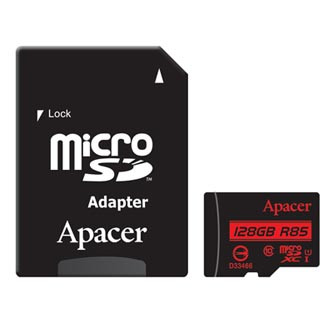 Levně Apacer paměťová karta Secure Digital Card V10, 128GB, micro SDXC, AP128GMCSX10U5-R, UHS-I U1 (Class 10), s adaptérem