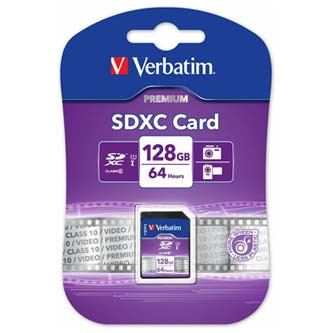 Levně Verbatim paměťová karta Secure Digital Card Premium U1, 128GB, SDXC, 44025, UHS-I U1 (Class 10)