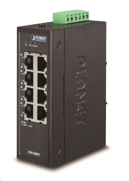 Levně Planet ISW-800T, switch, 8x 10/100Base-TX, ESD, DIN, IP30, -40~75°C