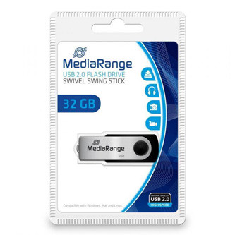 Levně MediaRange USB flash disk, USB 2.0, 32GB, černý, MR911, USB A, swivel