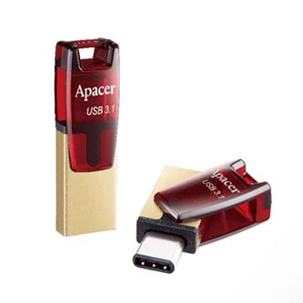 Levně Apacer USB flash disk OTG, USB 3.0, 64GB, AH180, červený, AP64GAH180R-1, USB A / USB C, s otočnou krytkou