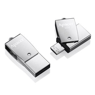 Levně Apacer USB flash disk OTG, USB 3.0, 64GB, AH750, stříbrný, AP64GAH750S-1, USB A / USB Micro B, s otočnou krytkou