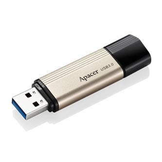 Apacer USB flash disk, USB 3.0, 64GB, AH353, zlatý, AP64GAH353C-1, USB A, s krytkou