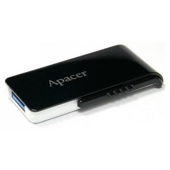 Apacer USB flash disk, USB 3.0, 64GB, AH350, černý, AP64GAH350B-1, USB A, s výsuvným konektorem
