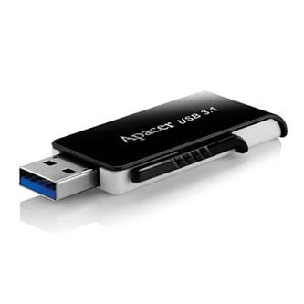 Levně Apacer USB flash disk, USB 3.0, 128GB, AH350, černý, AP128GAH350B-1, USB A, s výsuvným konektorem