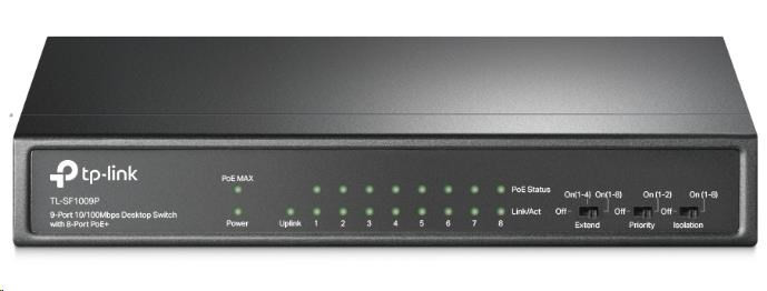 Levně TP-Link CCTV switch TL-SF1009P (8x100Mb/s, 1x100Mb/s uplink, 8xPoE+, 65W, fanless)