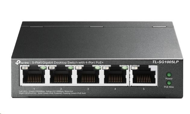 Levně TP-Link switch TL-SG1005LP (5xGbE, 4xPoE+, 40W, fanless)