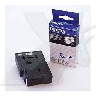 Levně Brother originální páska do tiskárny štítků, Brother, TC-201, černý tisk/bílý podklad, laminovaná, 7.7m, 12mm
