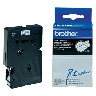 Levně Brother originální páska do tiskárny štítků, Brother, TC-291, černý tisk/bílý podklad, laminovaná, 7.7m, 9mm