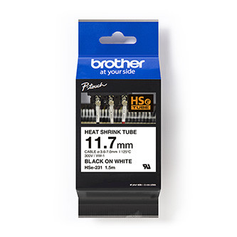 Levně Brother originální páska do tiskárny štítků, Brother, HSE-231, černý tisk/bílý podklad, 1.5m, 11.7mm
