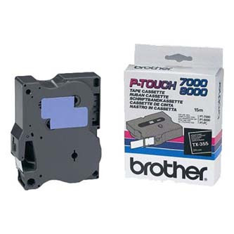 Levně Brother originální páska do tiskárny štítků, Brother, TX-355, bílý tisk/černý podklad, laminovaná, 8m, 24mm