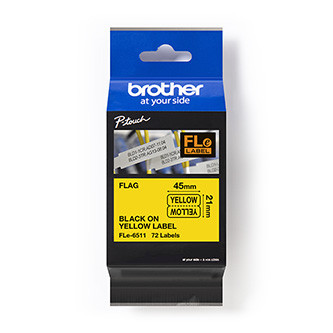 Brother originální páska do tiskárny štítků, Brother, FLE-6511, černý tisk/žlutý podklad, nelaminovaná, 21mm, 45mm x 10.5mm, 72ks