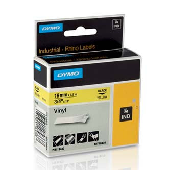 Levně Dymo originální páska do tiskárny štítků, Dymo, 18433, S0718470, černý tisk/žlutý podklad, 5.5m, 19mm, RHINO vinylová profi D1