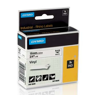Levně Dymo originální páska do tiskárny štítků, Dymo, 18445, S0718620, černý tisk/bílý podklad, 5.5m, 19mm, RHINO vinylová profi D1