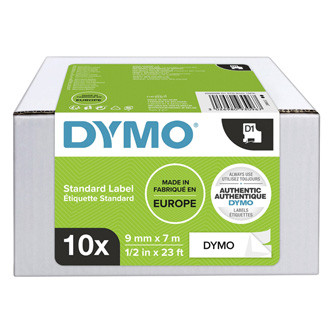 Levně Dymo originální páska do tiskárny štítků, Dymo, 2093096, černý tisk/bílý podklad, 7m, 9mm, 10ks v balení, cena za balení, D1