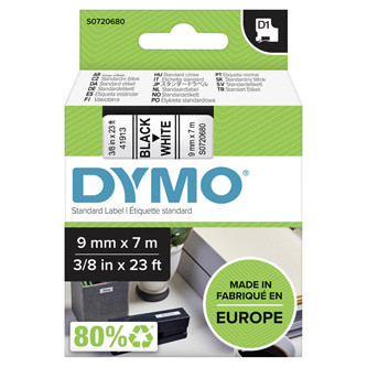 Levně Dymo originální páska do tiskárny štítků, Dymo, 40913, S0720680, černý tisk/bílý podklad, 7m, 9mm, D1