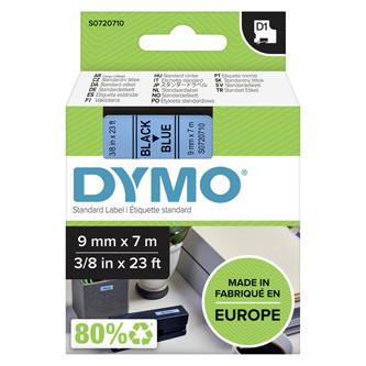 Levně Dymo originální páska do tiskárny štítků, Dymo, 40916, S0720710, černý tisk/modrý podklad, 7m, 9mm, D1
