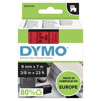 Levně Dymo originální páska do tiskárny štítků, Dymo, 40917, S0720720, černý tisk/červený podklad, 7m, 9mm, D1