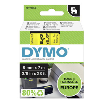 Levně Dymo originální páska do tiskárny štítků, Dymo, 40918, S0720730, černý tisk/žlutý podklad, 7m, 9mm, D1