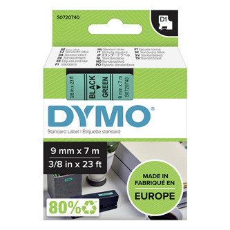 Levně Dymo originální páska do tiskárny štítků, Dymo, 40919, S0720740, černý tisk/zelený podklad, 7m, 9mm, D1
