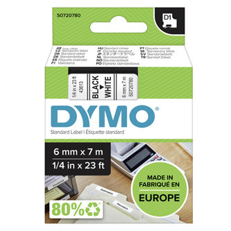 Levně Dymo originální páska do tiskárny štítků, Dymo, 43613, S0720780, černý tisk/bílý podklad, 7m, 6mm, D1
