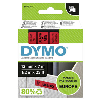 Levně Dymo originální páska do tiskárny štítků, Dymo, 45017, S0720570, černý tisk/červený podklad, 7m, 12mm, D1
