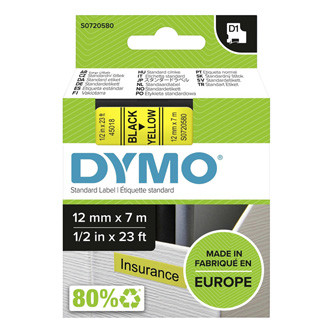 Levně Dymo originální páska do tiskárny štítků, Dymo, 45018, S0720580, černý tisk/žlutý podklad, 7m, 12mm, D1