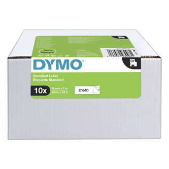 Levně Dymo originální páska do tiskárny štítků, Dymo, 2093098, černý tisk/bílý podklad, 7m, 19mm, 10ks v balení, cena za balení, D1