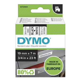 Levně Dymo originální páska do tiskárny štítků, Dymo, 45803, S0720830, černý tisk/bílý podklad, 7m, 19mm, D1
