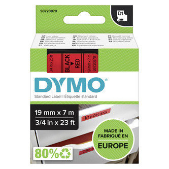 Levně Dymo originální páska do tiskárny štítků, Dymo, 45807, S0720870, černý tisk/červený podklad, 7m, 19mm, D1