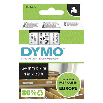 Levně Dymo originální páska do tiskárny štítků, Dymo, 53713, S0720930, černý tisk/bílý podklad, 7m, 24mm, D1