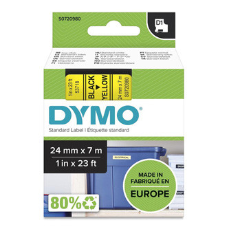 Levně Dymo originální páska do tiskárny štítků, Dymo, 53718, S0720980, černý tisk/žlutý podklad, 7m, 24mm, D1
