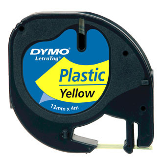Levně Dymo originální páska do tiskárny štítků, Dymo, 59423, S0721620, černý tisk/žlutý podklad, 4m, 12mm, LetraTag plastová páska