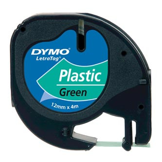 Levně Dymo originální páska do tiskárny štítků, Dymo, 91204, S0721640, černý tisk/zelený podklad, 4m, 12mm, LetraTag plastová páska