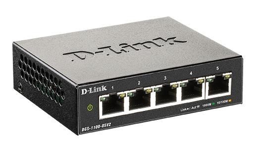 Levně D-Link DGS-1100-05V2 5-port Gigabit Smart Managed switch, fanless
