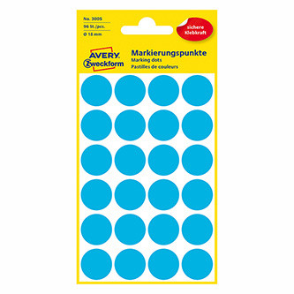 Levně Avery Zweckform etikety 18mm, modré, 24 etiket, značkovací, baleno po 4 ks, 3005, pro ruční popis