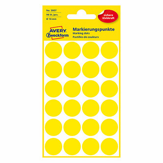 Levně Avery Zweckform etikety 18mm, žluté, 24 etiket, značkovací, baleno po 4 ks, 3007, pro ruční popis