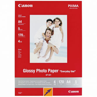 Levně Canon Glossy Photo Paper, GP-501, foto papír, lesklý, GP-501 typ 0775B076, bílý, 21x29,7cm, A4, 200 g/m2, 5 ks, inkoustový
