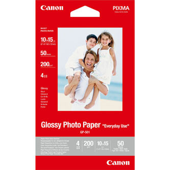 Levně Canon Glossy Photo Paper, GP-501, foto papír, lesklý, GP-501 typ 0775B081, bílý, 10x15cm, 4x6", 200 g/m2, 50 ks, inkoustový